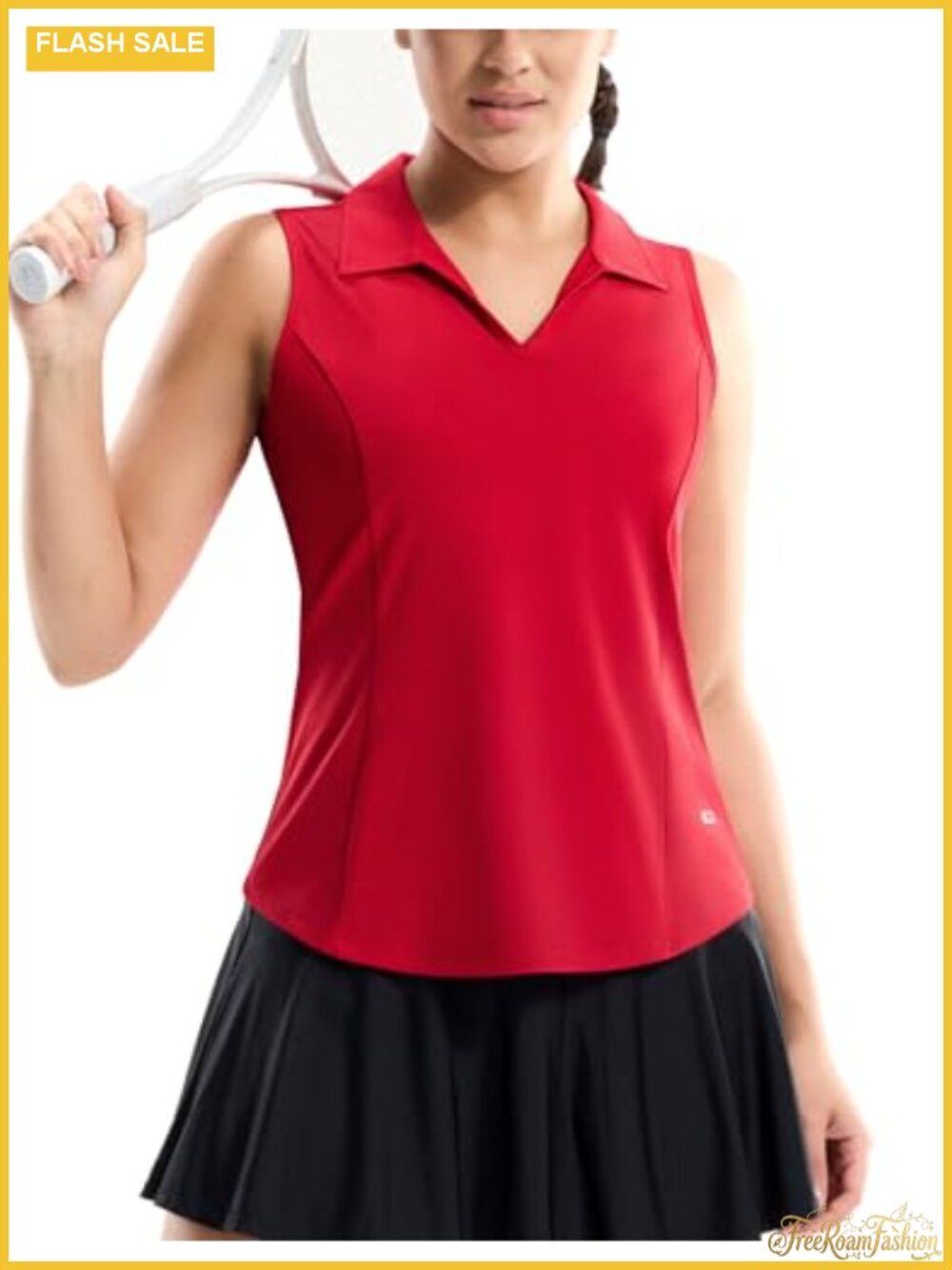Womens Sleeveless Golf Polo Shirt Dry Fit V Neck Tank Top UPF 50+